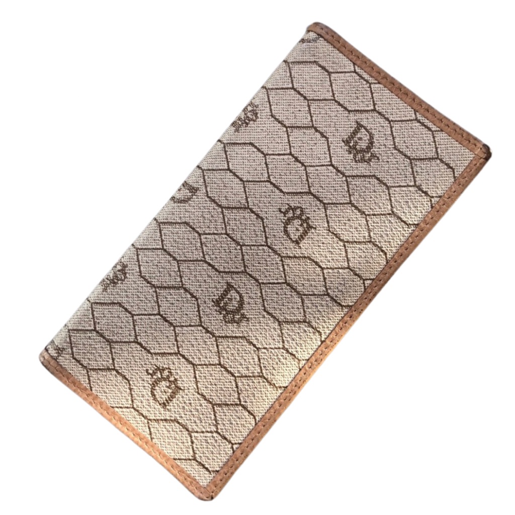 Extremely Rare Dior Vintage Beige And Tan Wallet With Dior Logo